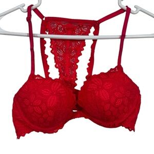 Victoria's Secret PINK 34B Red Lace Date Racerback Bra